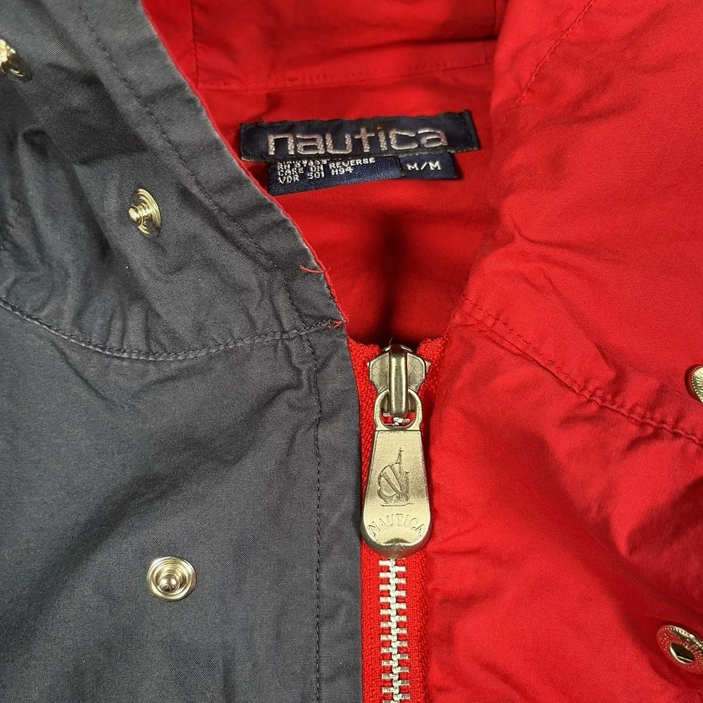 Vintage Nautica Competition Sailing Jacket Men M‎ Hooded Branded Snaps/Zipper
